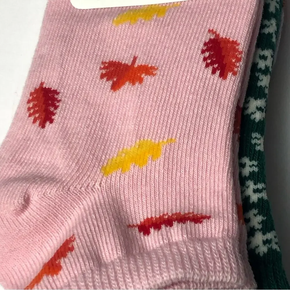 Crewcuts Girl's Fall Theme Multi- Print Socks Three Pairs  Sz S NWT
